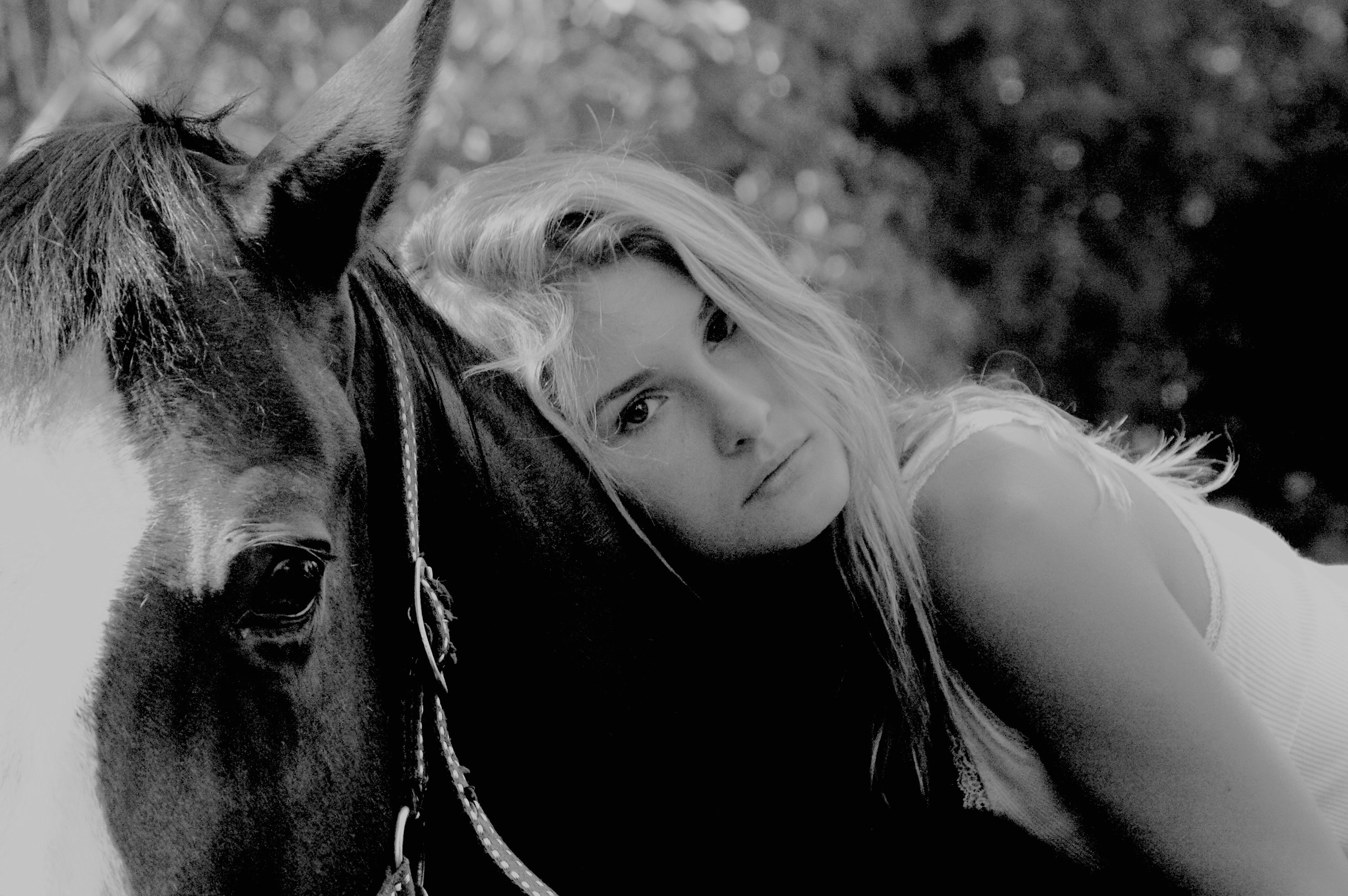 With a horse, portrait