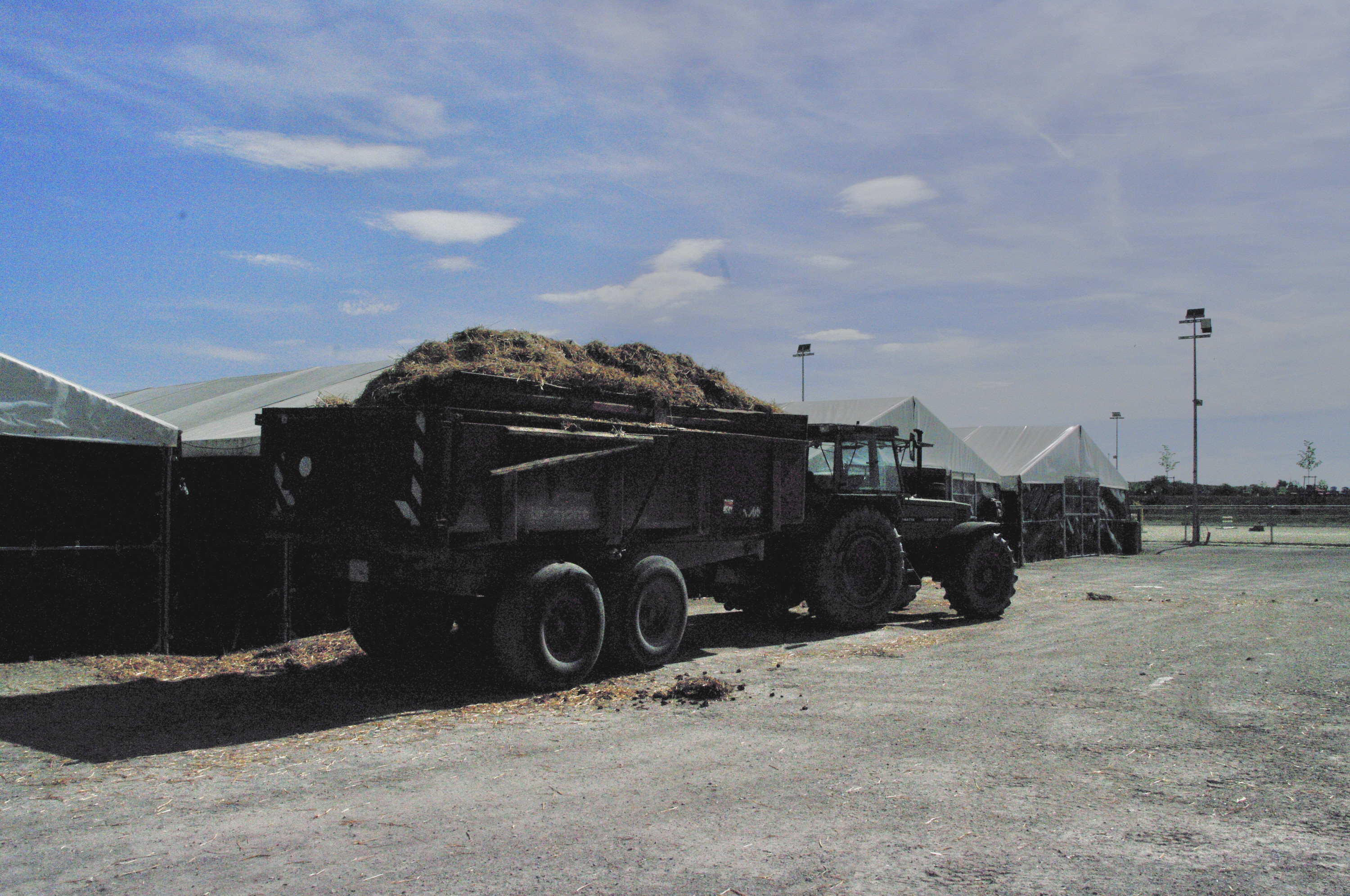 Harvest truck under a blue sky