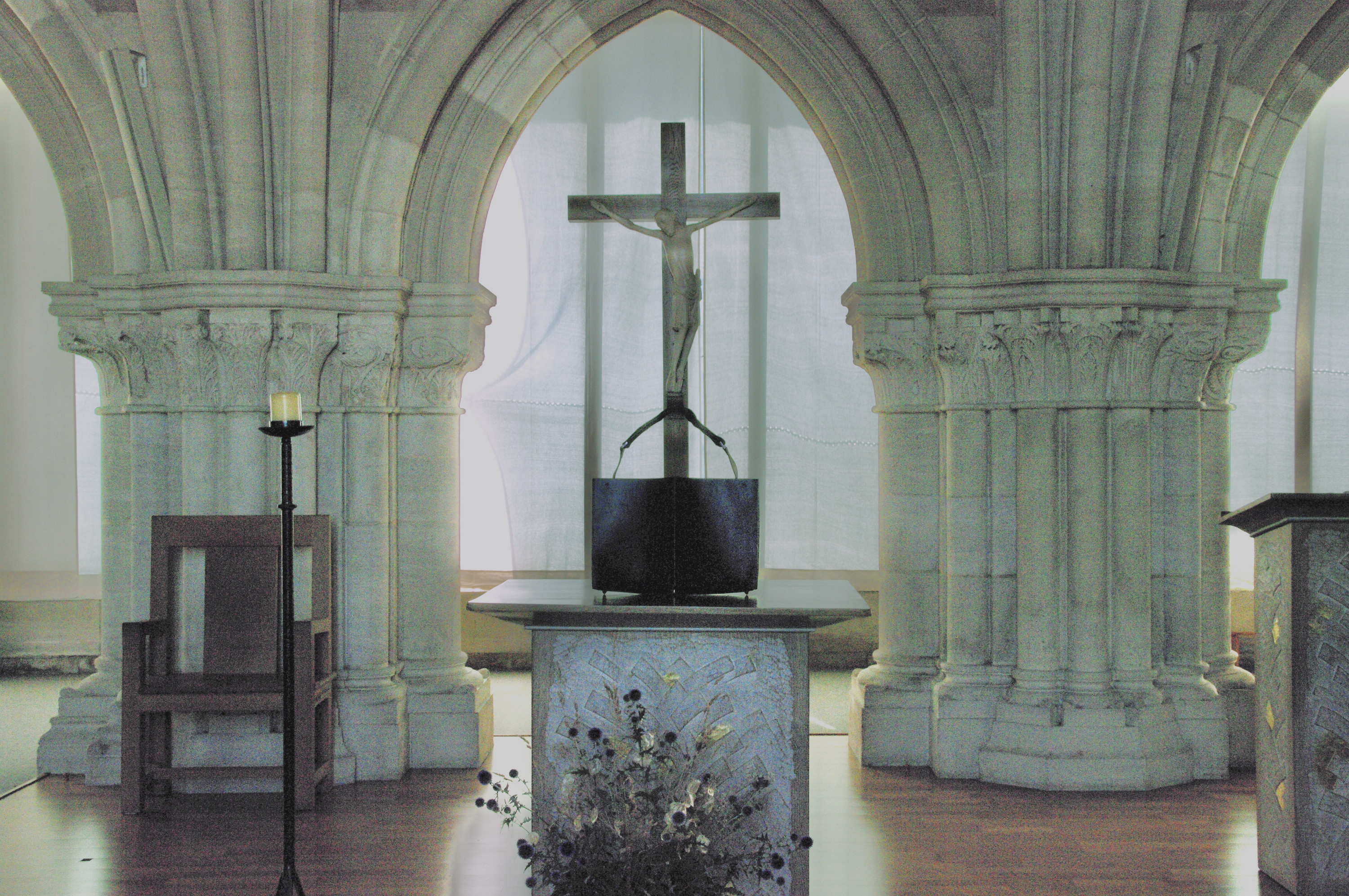 Church choir, crucifix